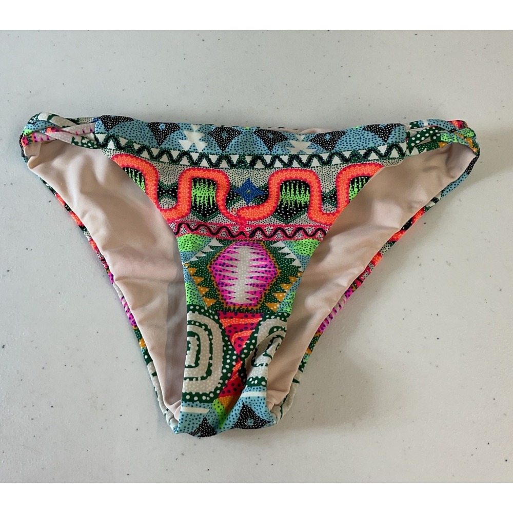 Mara Hoffman Womens Printed Braided Swim Bikini Bottom Colorful Sz S Beach